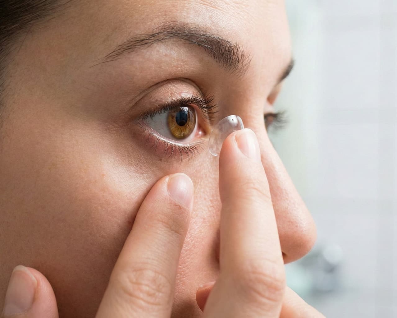 Applying toric contact lens to eye